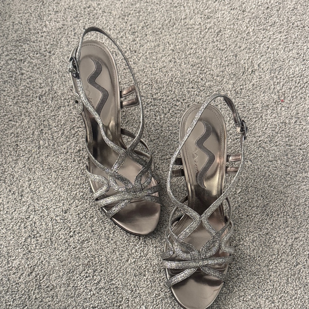 Nina Silver Strappy Heels